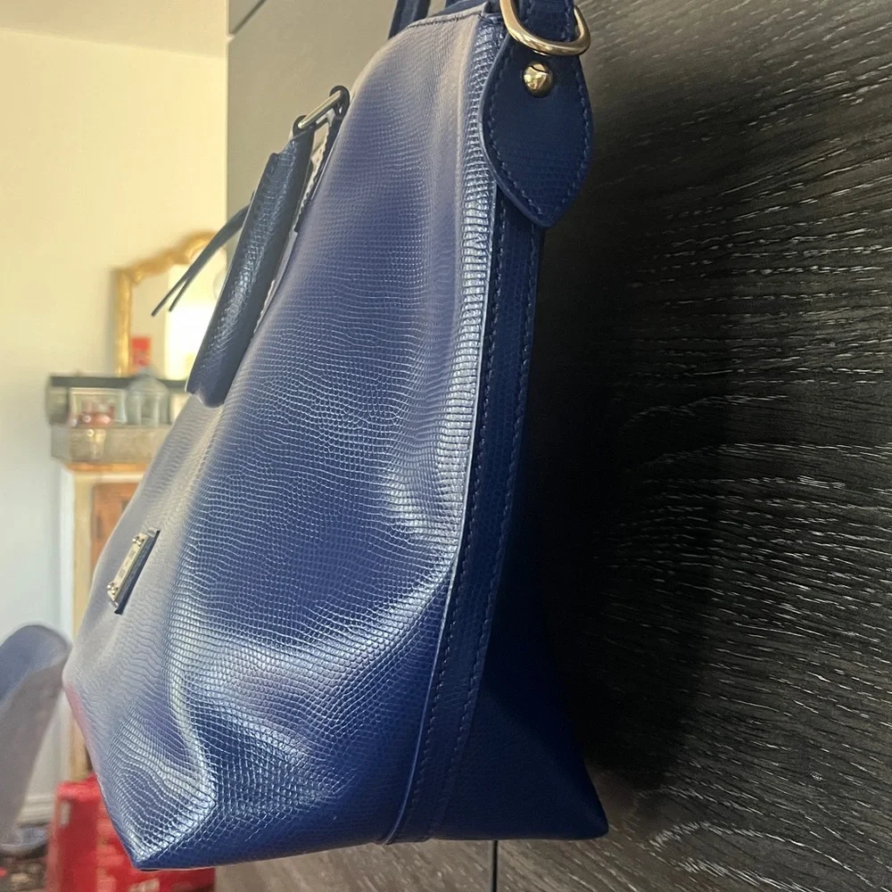 Dooney & Bourke Dark Royal Leather Large Tote - Picture 4 of 16